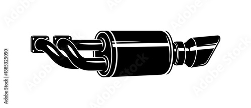 Black and White Exhaust Silencer Illustration