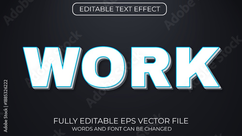 Work editable 3d text effect vector typography style