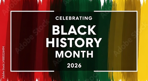 Black history month2026 celebrating with green, yellow and red colors isolated on transparent backdrop.
