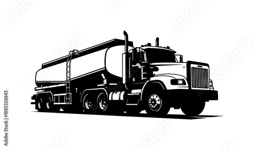 Black and White Tanker Truck Illustration