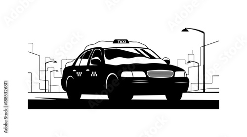 Urban Taxi Silhouette at Night