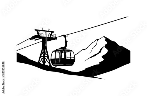 Mountain Cable Car Silhouette