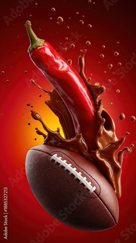 Wallpaper Mural Super Bowl American Football with Spicy Chili Sauce Splash Torontodigital.ca