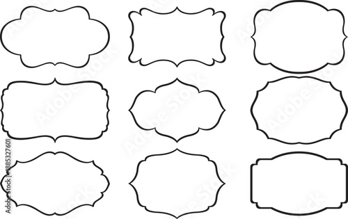 Nine Ornate Decorative Frames With Black Outlines border