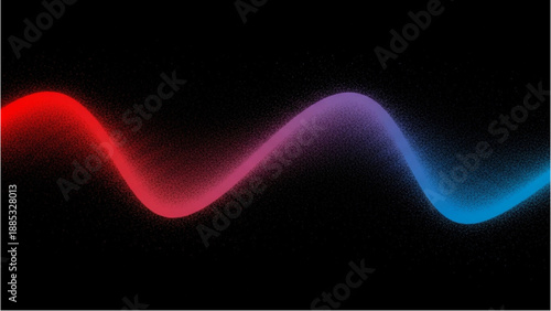 Vibrant wavy lines transitioning from red to blue on a dark background from a front viewpoint showcasing motion, color, waves, flow, and light