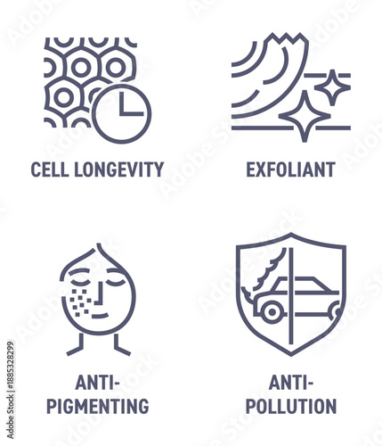 Facial Cream Four features monochromatic Icons Set