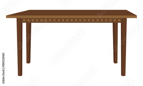 Wooden dining table isolated on white background