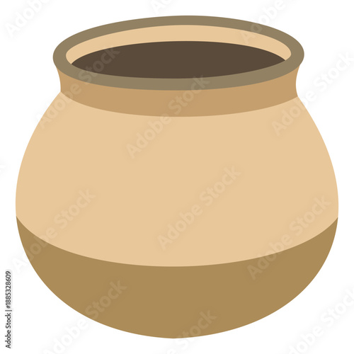 Clay pot illustration isolated on white background, simple earthenware