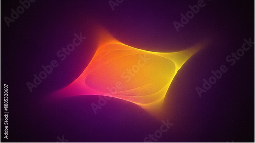 Vibrant abstract shape glowing with colorful light in dark environment from a close-up viewpoint