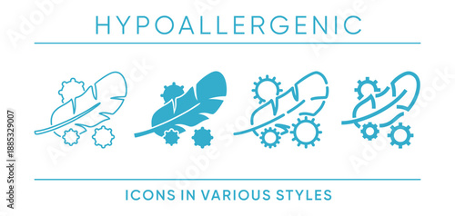 Hypoallergenic feature icon in various graphic styles 