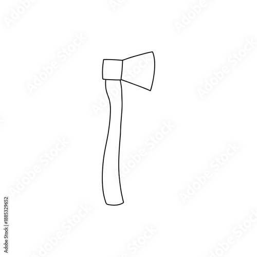 Simple axe icon in clean vector lineart, minimalist design suitable for outdoor, forestry, or tool branding. Black white icon