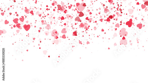 Soft pink heart confetti background with scattered shapes and gentle tones