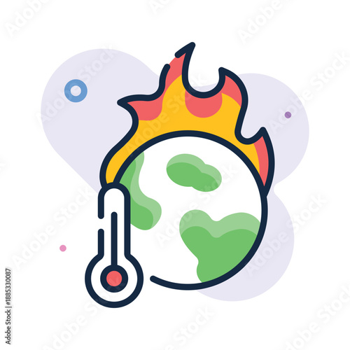 Download this trendy flat outline icon of global warming, climate change
