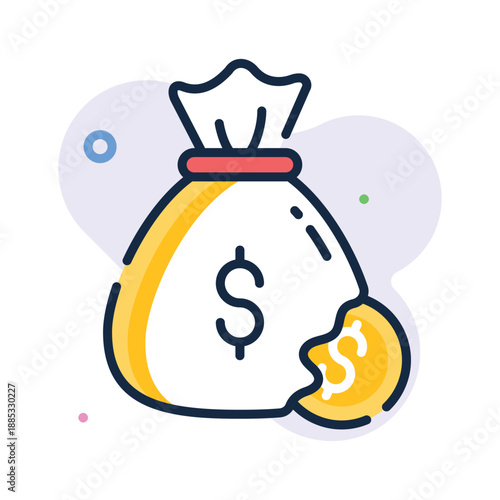 Latest flat outline style icon of money loss, financial failure