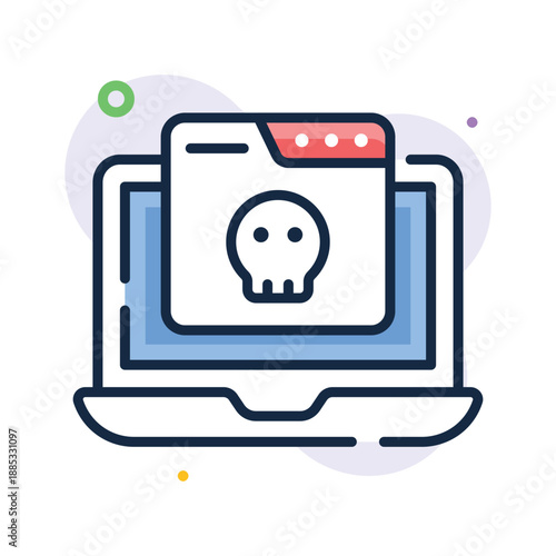A visually appealing flat outline icon of online blackmailing, digital threats