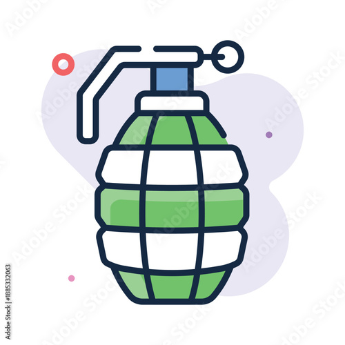 Futuristic flat outline icon of terrorism, Hand Grenade, global security threats