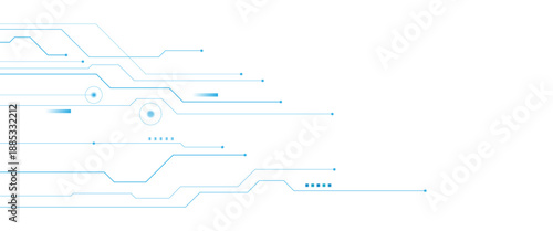 Vector white circuit digital background with technology circuit board texture banner png design..