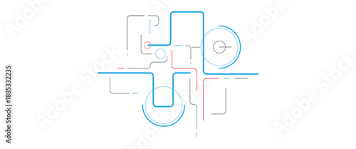 Vector digital digital geometric data network elements abstract technology..