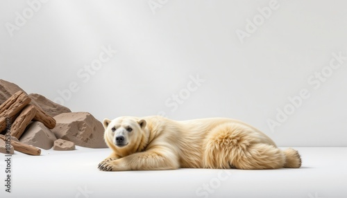 Relaxed Polar Bear Resting Minimal Arctic Setting