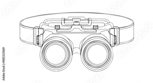 Outline illustration of binoculars for viewing and exploration purposes.