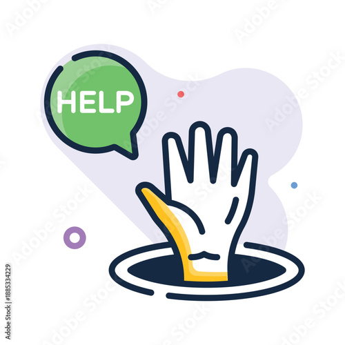 Trendy flat outline icon of help, emergency assistance and support services