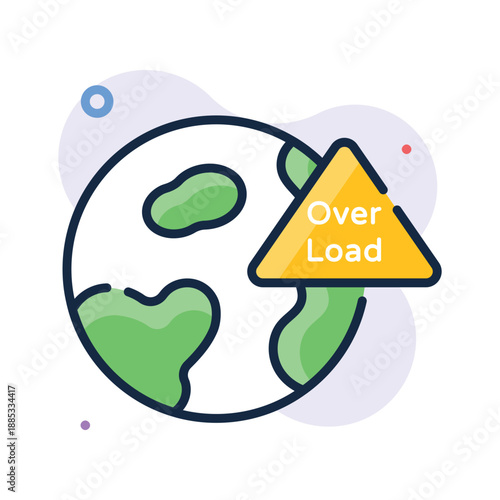 Excessive population growth pressure, trendy flat outline icon of over population