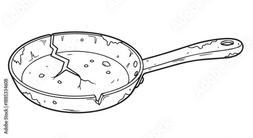 Sketch of a frying pan with batter inside, a simple cookware illustration.