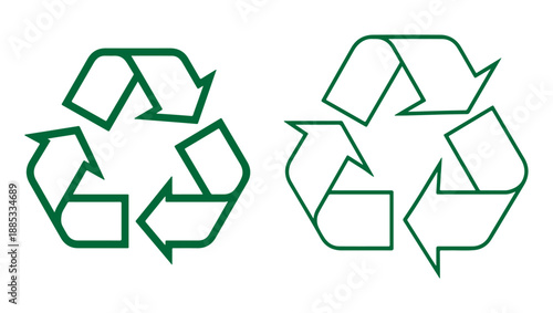 Recycle Symbol Icon Set – Green Recycling Arrows Eco Design