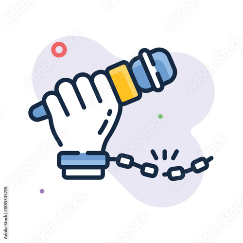 Press freedom flat outline icon, independent journalism and expression