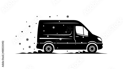 Snowy Van Journey Illustration