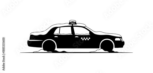 Black and White Taxi Illustration
