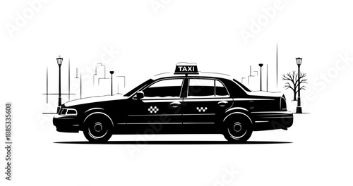 Black Taxi Cab Illustration