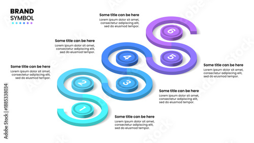 Infographic template. Isometric line with 6 steps