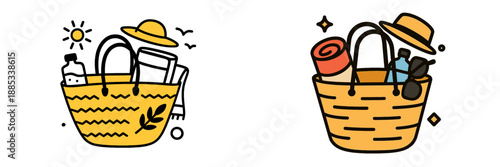 Enjoying summer outings with beach essentials in stylish baskets