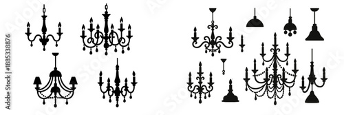 Various elegant chandelier designs in vector illustration format