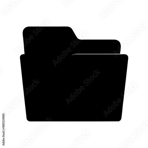 Black folder icon representing data storage, file organization and document management