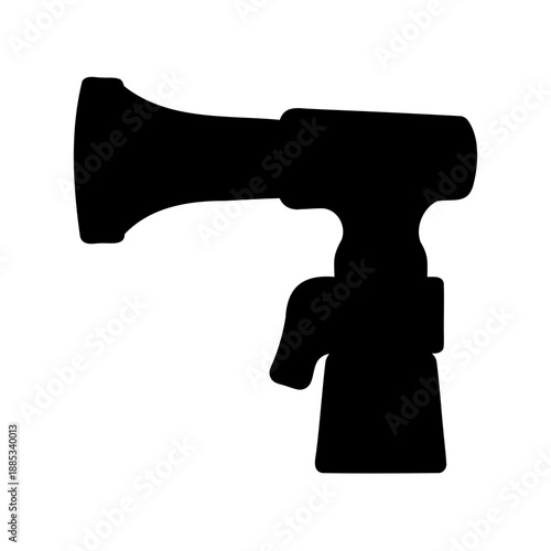 Black silhouette of a spray bottle dispensing liquid for cleaning purposes