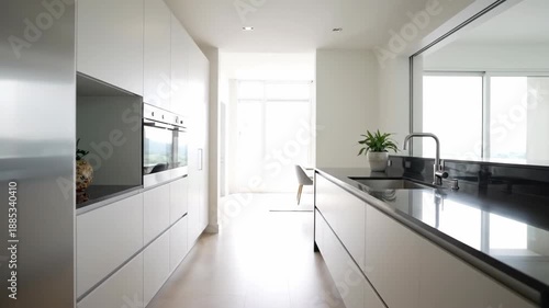 Wallpaper Mural Modern sleek kitchen with stainless steel appliances bright sunlight streaming through large windows and a clean contemporary aesthetic perfect for everyday living Torontodigital.ca