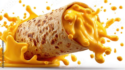 Wallpaper Mural Levitating Burrito with Exploding Melted Cheese Splash Torontodigital.ca