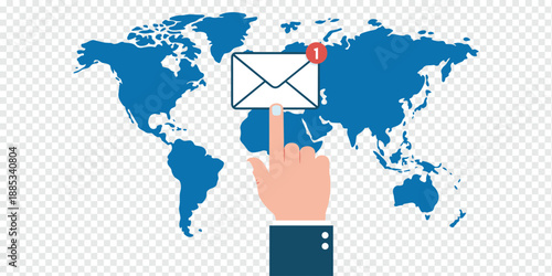 Global Email Communication Notifications, digital communication concept