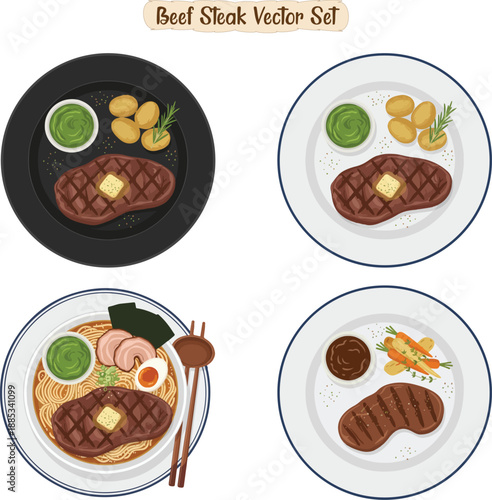 Beef Steak Vector Set 