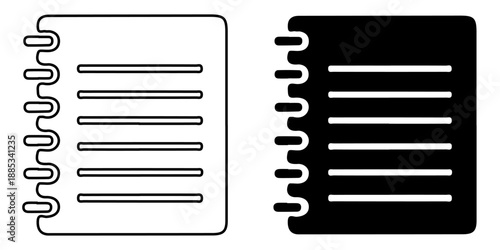 Notebook icon white and black simple drawing