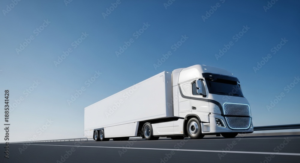 custom made wallpaper toronto digitalModern white electric semi-truck driving on highway with copy space