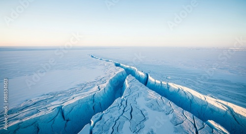Wallpaper Mural Deep blue crevasse splitting frozen arctic ice shelf from above Torontodigital.ca