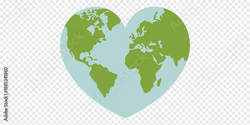 Heart-Shaped World Map Icon, global unity concept