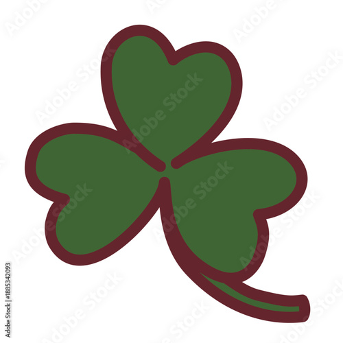 Simple three leaf shamrock clover graphic icon symbolizing luck
