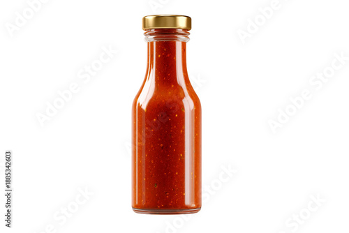 Condiment sauce bottle packaging mockup isolated on transparent background