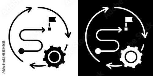 Recovery Roadmap Icon Set White Glyph Style Collection
