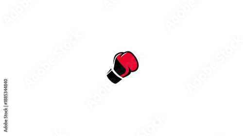 A red and black boxing glove on a white background, suggesting sport, competition, or fitness