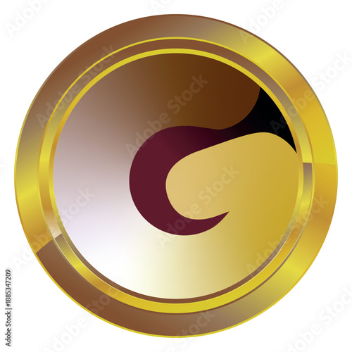 Gold label on a white background